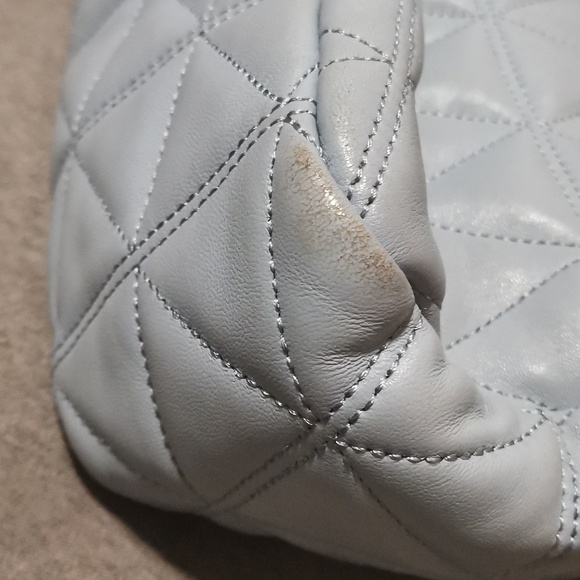 Michael Kors Light Blue Quilted Crinkle Chain Straps Satchel Bag - Picture 11 of 12